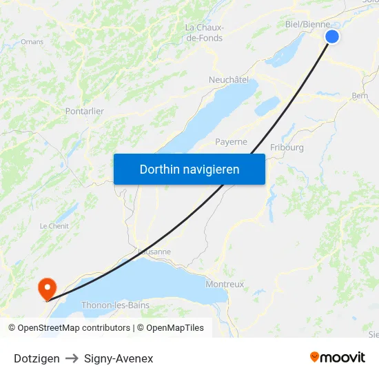 Dotzigen to Signy-Avenex map
