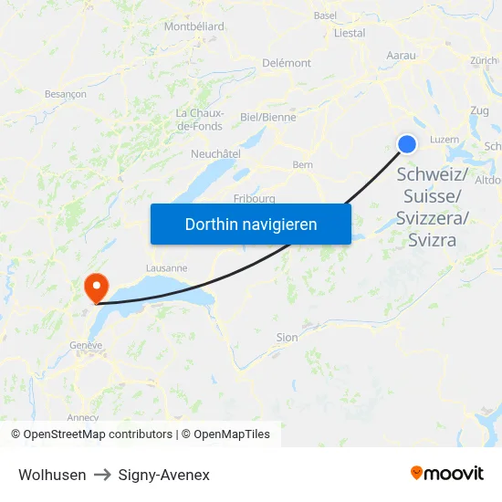 Wolhusen to Signy-Avenex map