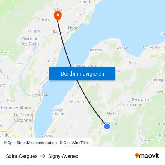 Saint-Cergues to Signy-Avenex map