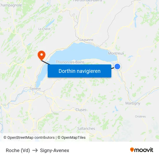 Roche (Vd) to Signy-Avenex map