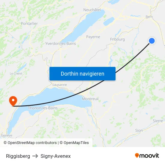 Riggisberg to Signy-Avenex map