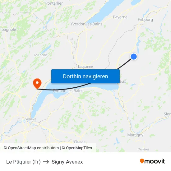 Le Pâquier (Fr) to Signy-Avenex map