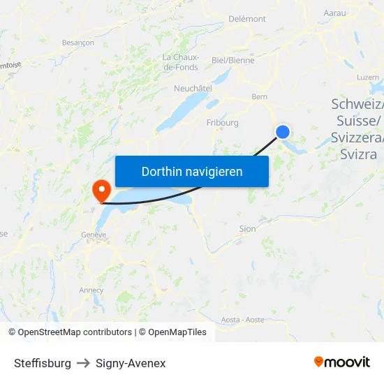 Steffisburg to Signy-Avenex map