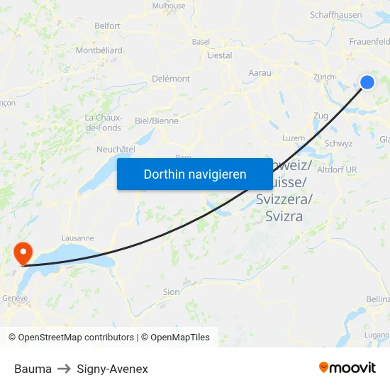 Bauma to Signy-Avenex map