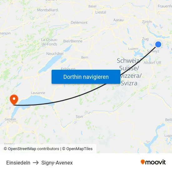 Einsiedeln to Signy-Avenex map
