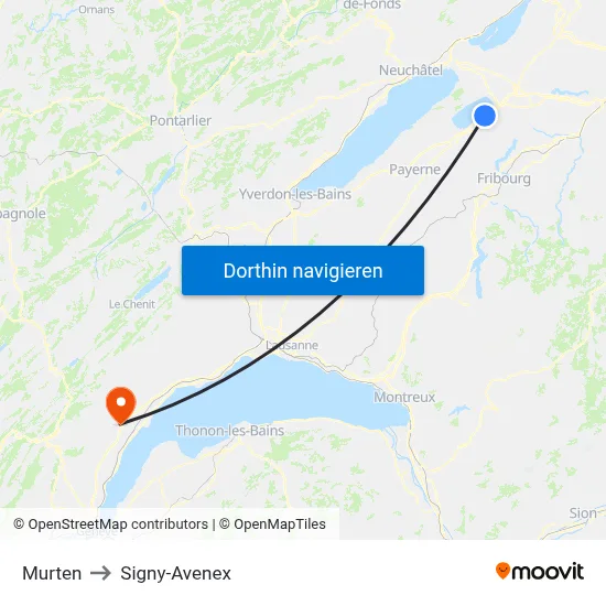 Murten to Signy-Avenex map