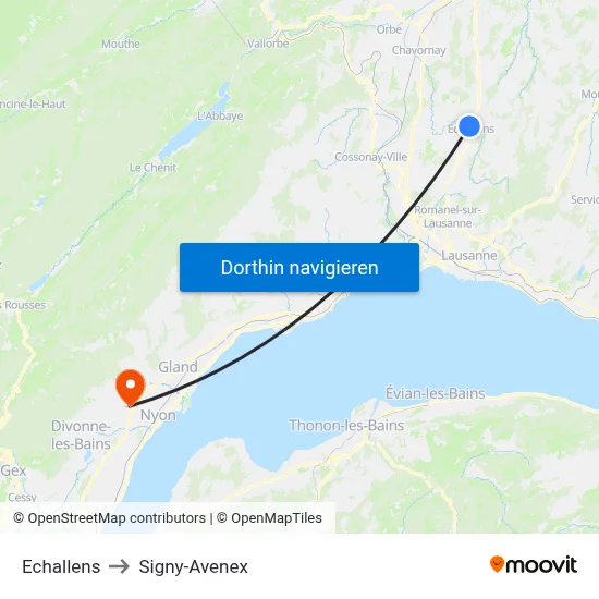 Echallens to Signy-Avenex map