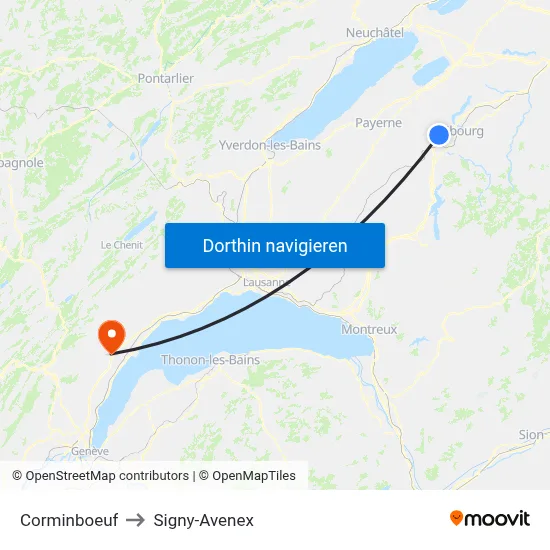 Corminboeuf to Signy-Avenex map