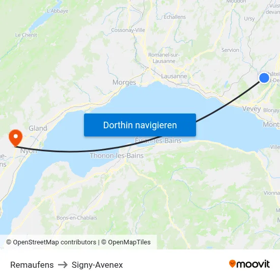 Remaufens to Signy-Avenex map