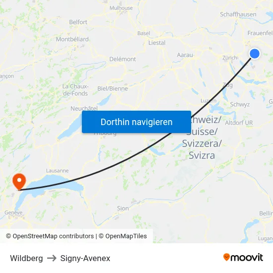 Wildberg to Signy-Avenex map