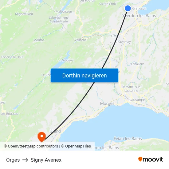 Orges to Signy-Avenex map