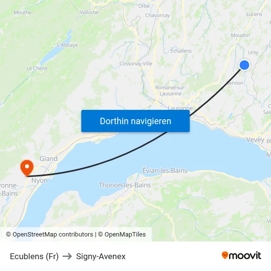 Ecublens (Fr) to Signy-Avenex map