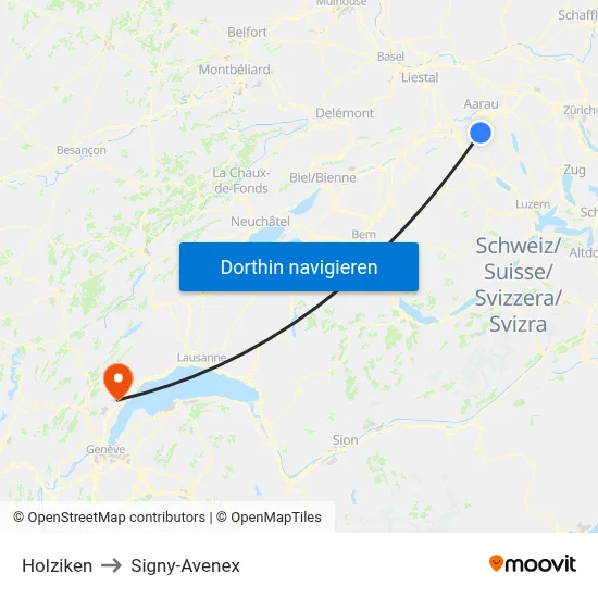 Holziken to Signy-Avenex map