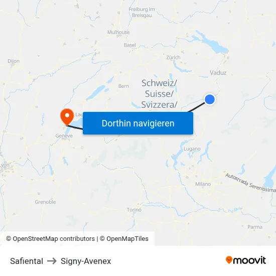 Safiental to Signy-Avenex map