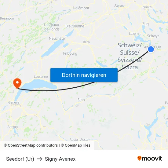 Seedorf (Ur) to Signy-Avenex map