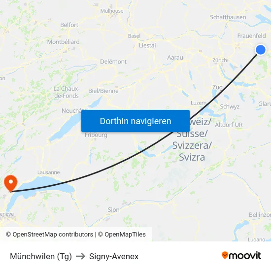 Münchwilen (Tg) to Signy-Avenex map