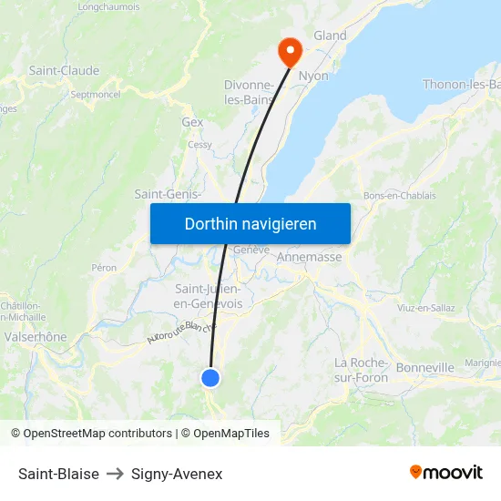 Saint-Blaise to Signy-Avenex map