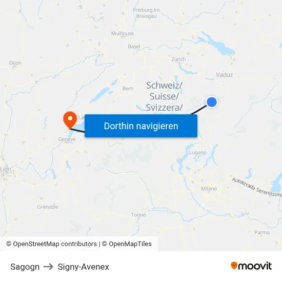 Sagogn to Signy-Avenex map