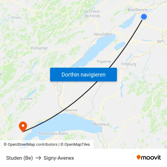 Studen (Be) to Signy-Avenex map