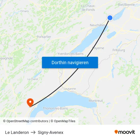 Le Landeron to Signy-Avenex map