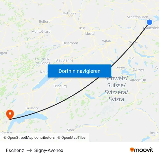 Eschenz to Signy-Avenex map