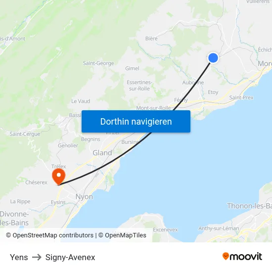 Yens to Signy-Avenex map