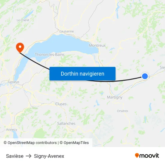 Savièse to Signy-Avenex map