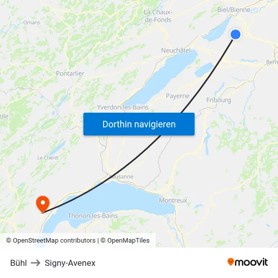 Bühl to Signy-Avenex map