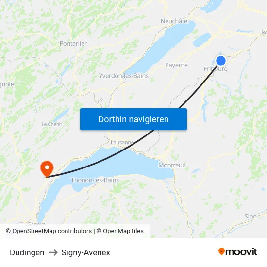 Düdingen to Signy-Avenex map
