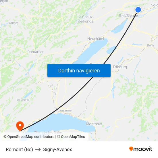 Romont (Be) to Signy-Avenex map