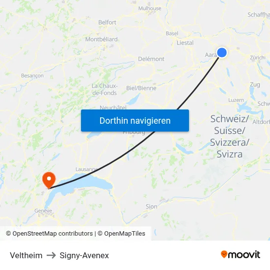 Veltheim to Signy-Avenex map