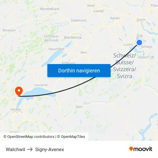 Walchwil to Signy-Avenex map