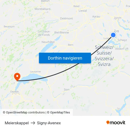 Meierskappel to Signy-Avenex map