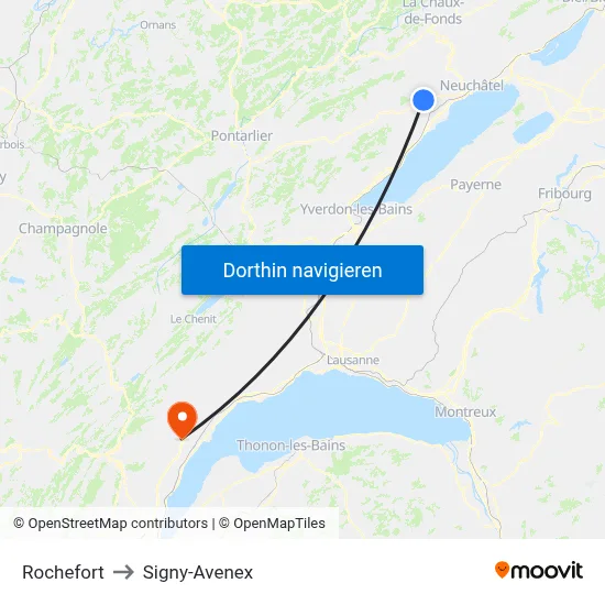 Rochefort to Signy-Avenex map