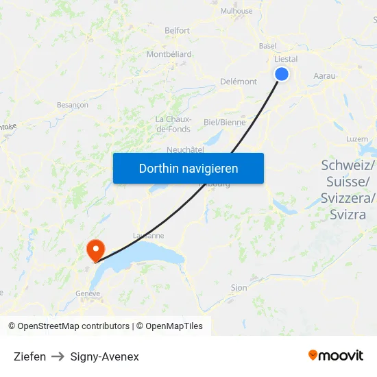 Ziefen to Signy-Avenex map