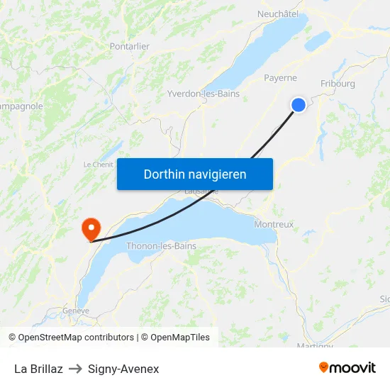 La Brillaz to Signy-Avenex map