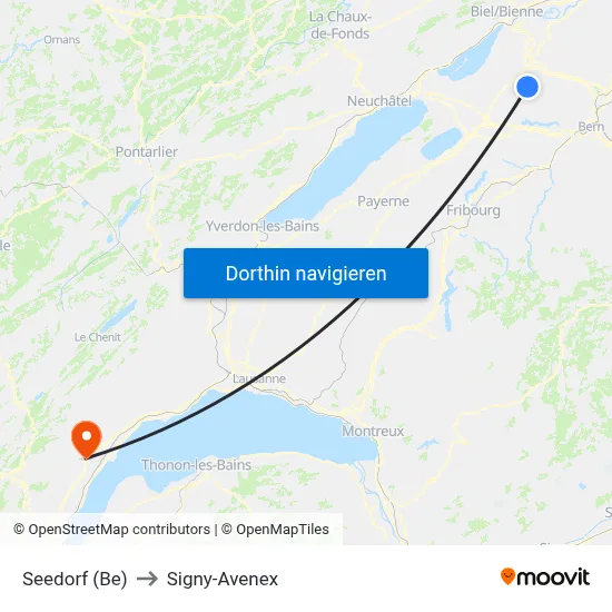Seedorf (Be) to Signy-Avenex map