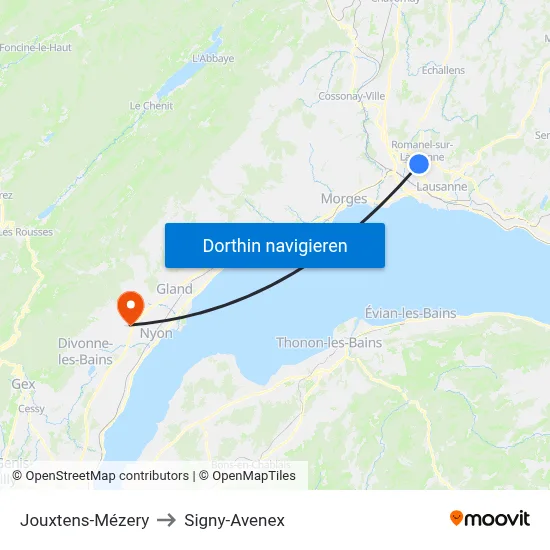 Jouxtens-Mézery to Signy-Avenex map