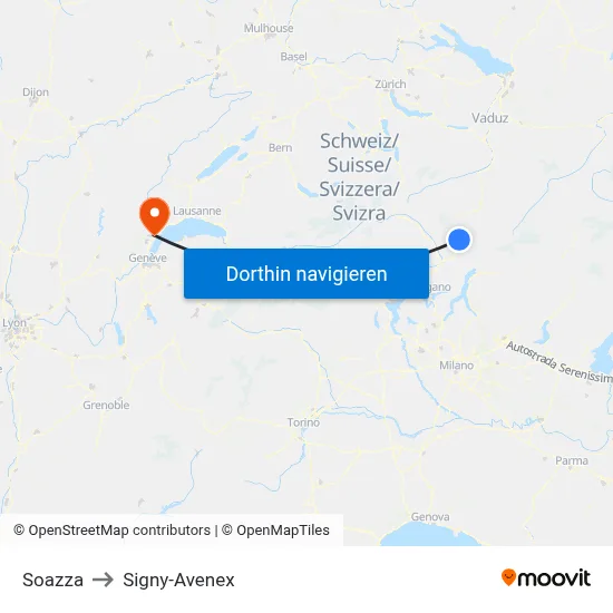 Soazza to Signy-Avenex map
