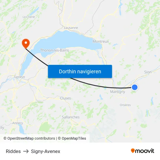 Riddes to Signy-Avenex map