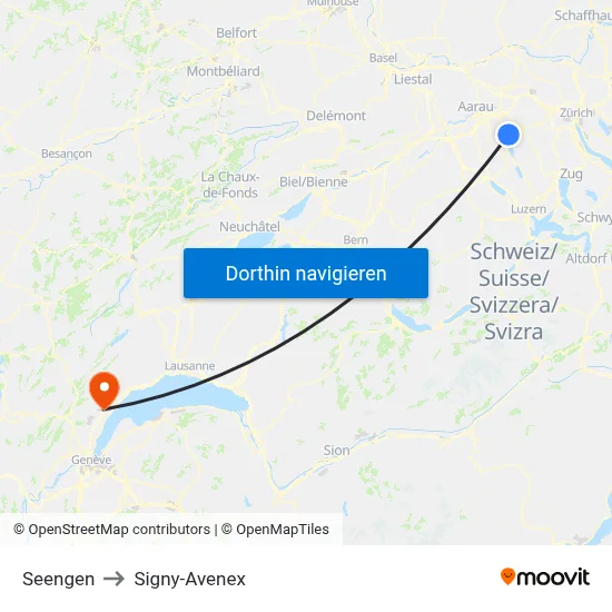 Seengen to Signy-Avenex map