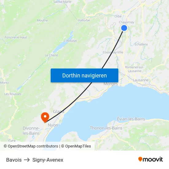 Bavois to Signy-Avenex map