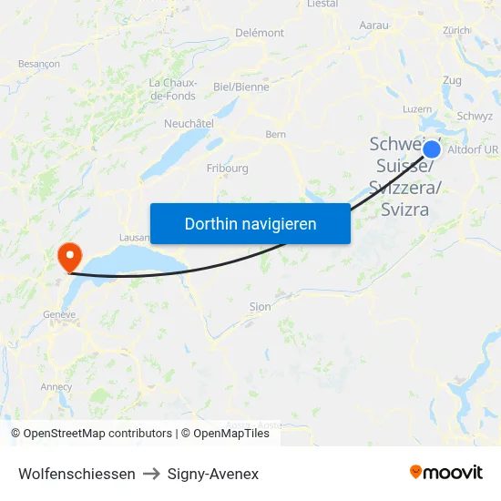 Wolfenschiessen to Signy-Avenex map