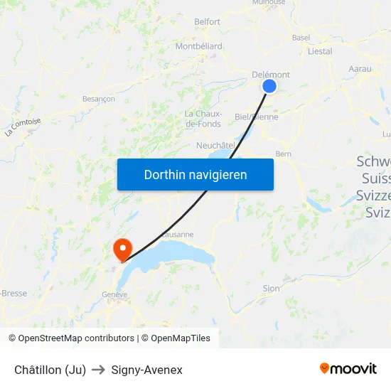 Châtillon (Ju) to Signy-Avenex map
