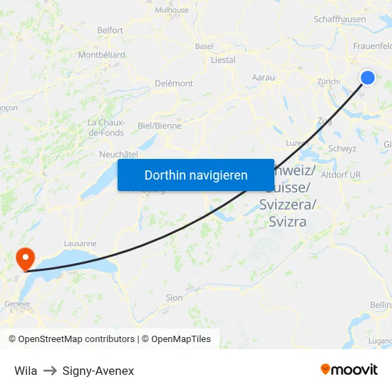Wila to Signy-Avenex map