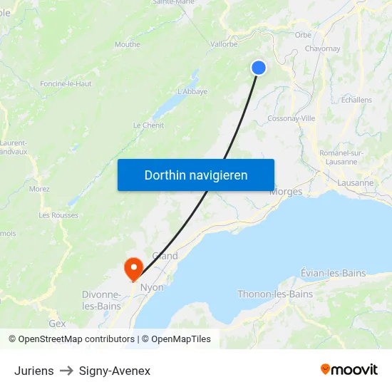 Juriens to Signy-Avenex map