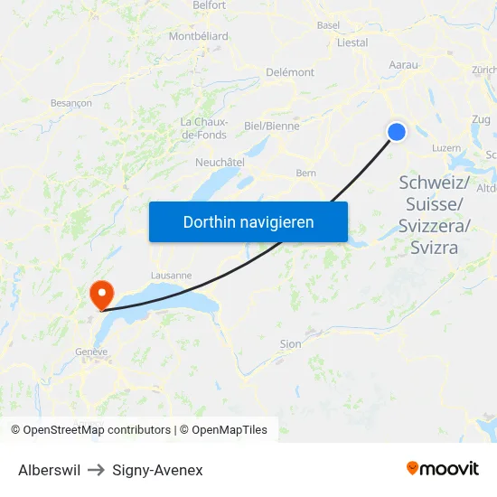 Alberswil to Signy-Avenex map