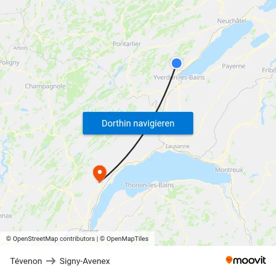 Tévenon to Signy-Avenex map