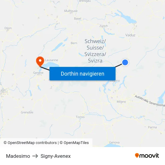 Madesimo to Signy-Avenex map