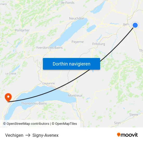 Vechigen to Signy-Avenex map